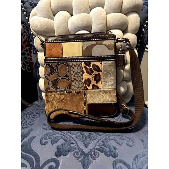 Coach Medium Sized Brown Patchwork Crossbody - Picture 1 of 8